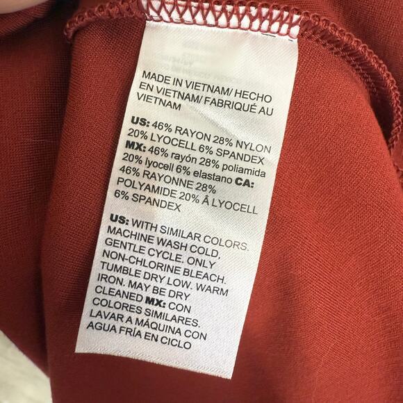 Chico’s sz. 1, medium burnt red maxi dress stretch knit medium weight #4019 - Picture 7 of 8